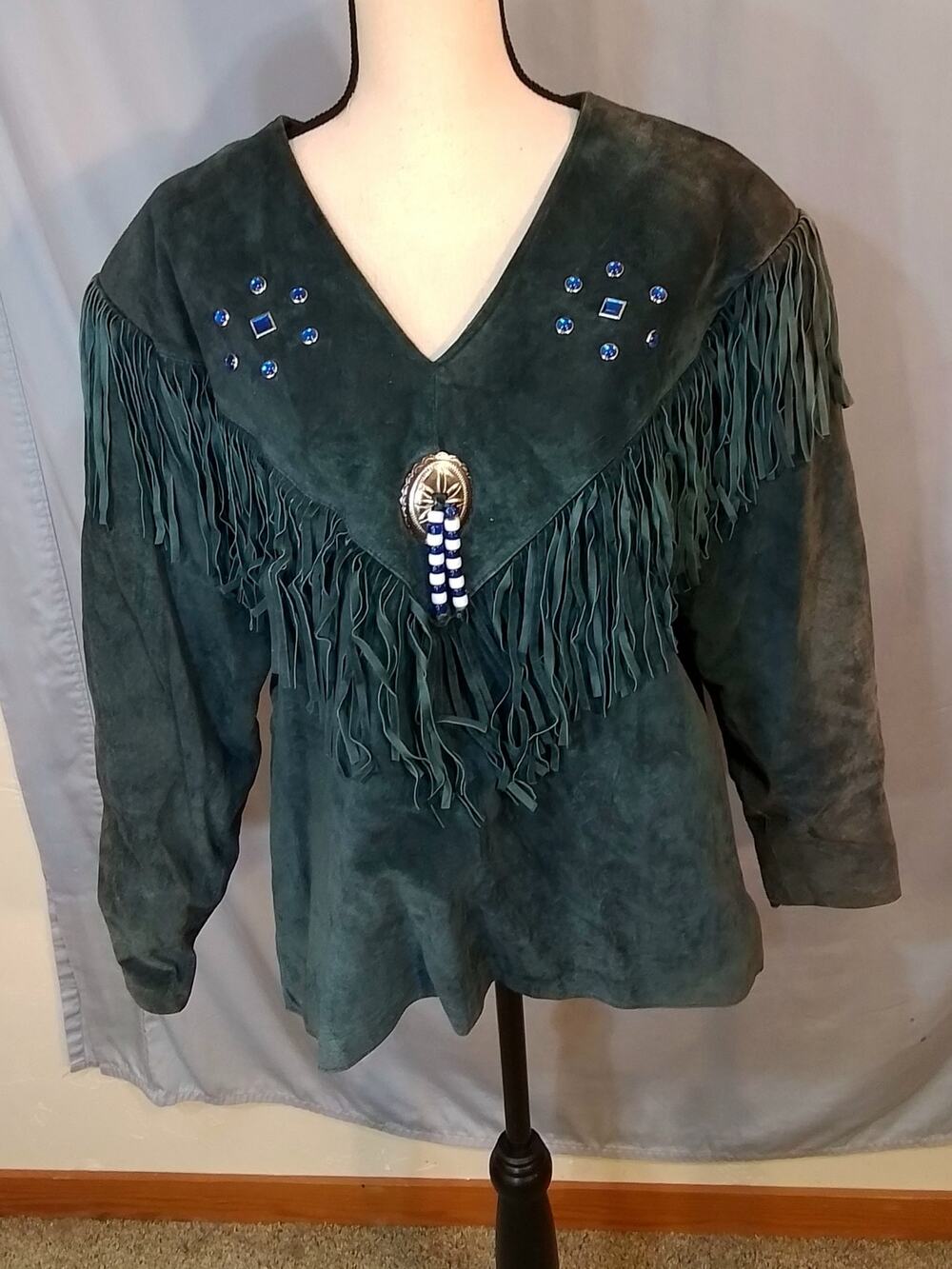 Atlantic Beach leather and coat works. Dark blue leather shirt